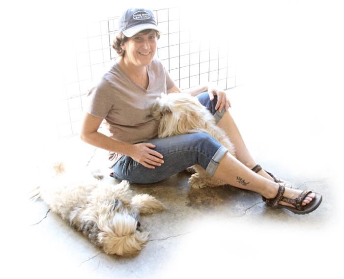 Michelle Romano and her dogs, Yeti and Emma