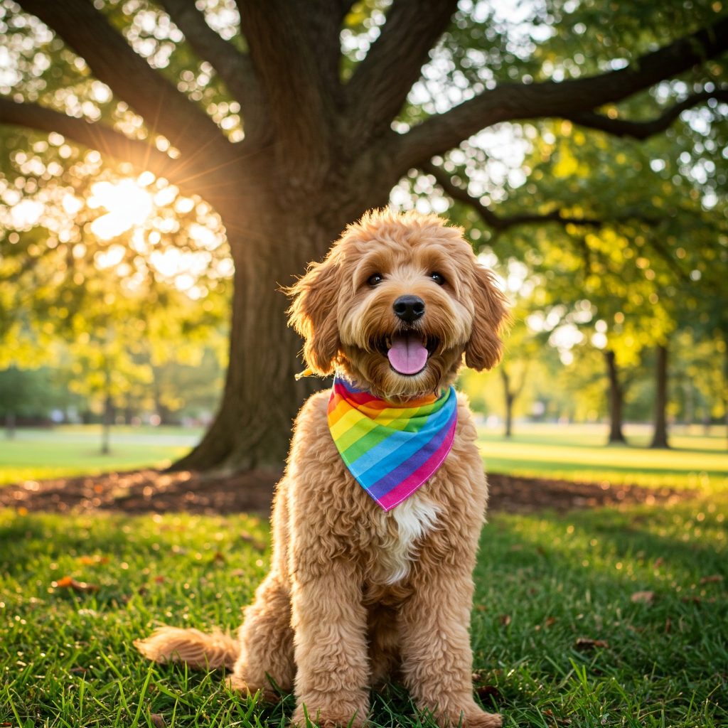 Dog by a tree